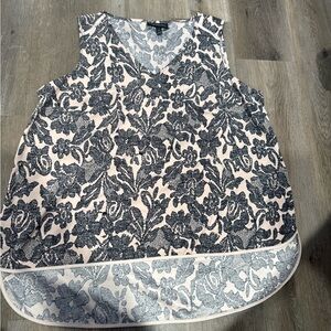 Lane Bryant Black and Cream Lace V-Neck Top